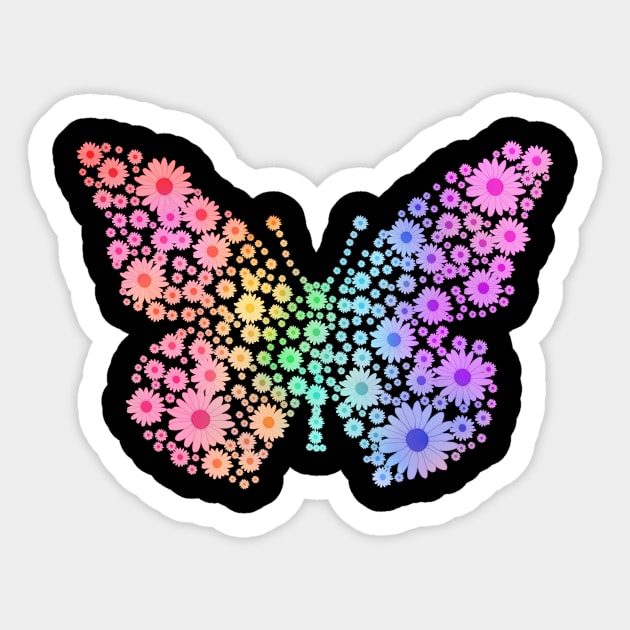 Rainbow Flower Spring Butterfly Silhouette Sticker by Art by Deborah Camp